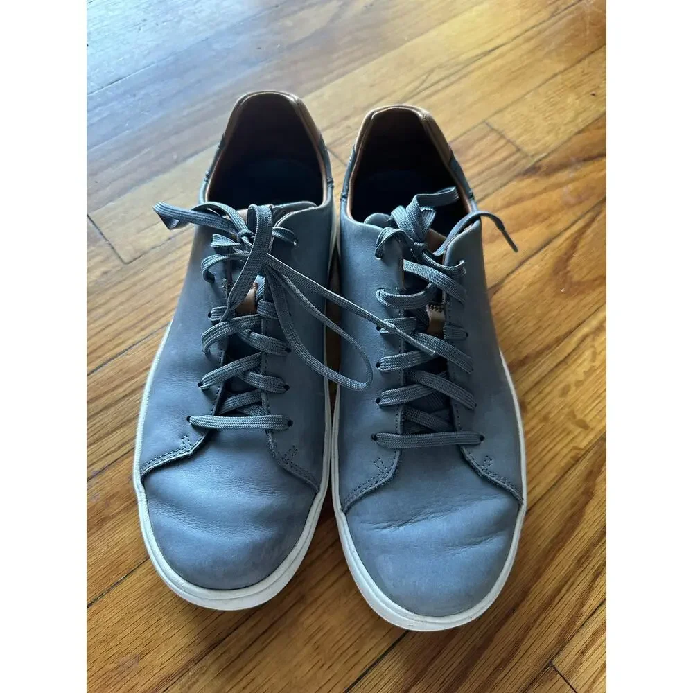 OluKai Men’s Lae‘Ahi Li ‘Ili Leather Sneakers Stone/Gray Size 9